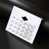 12 Pairs Six Claw Crystal Earrings Set Geometric White Shiny Zircon Wedding Stud Earrings Set for Women Men Jewelry Accessories