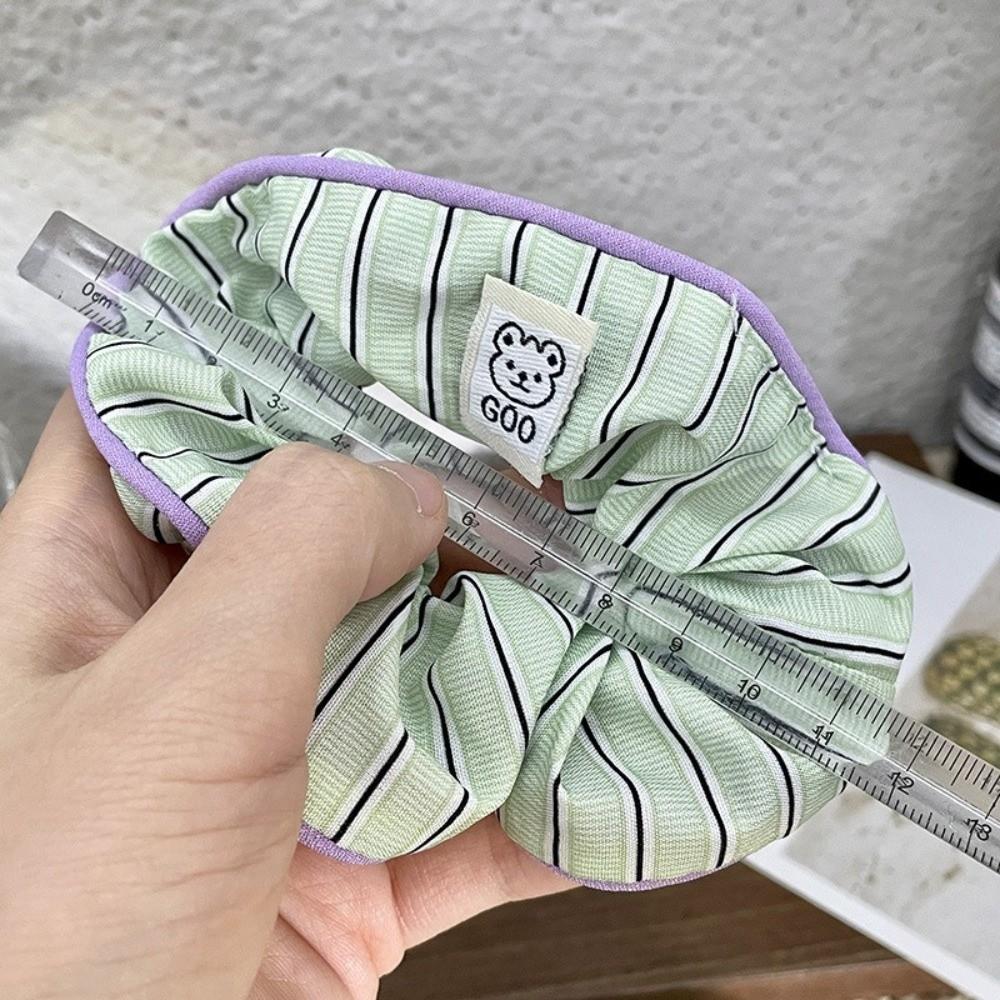 Candy Colors Stripe Hair Scrunchie Cream Striped Elastic Hair Bands  Hair Accessories