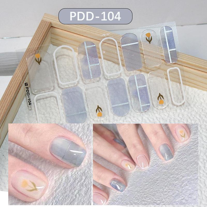 Press On Nail Stickers 1 Sheet Long Lasting Floral Pattern Self Adhesive Fake Nails for Gift Giving