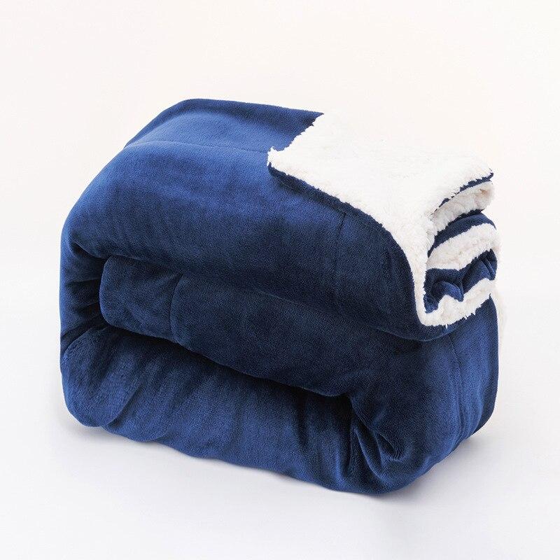 Winter Wool Blanket Adult Thick Warm Winter Double Sided Solid Color Travel Office Blanket Sofa
