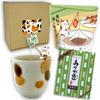 Чай HATAYA Cat Mino Ware Genmaicha с чаем Matcha Чай с молоком из бобов Арига Подарочный небольшой подарочный товар, чашка, (5 сумок), (Бобы матча) Набор, Чашка, Митараши-чан