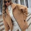 Осенние винтажные теплые плюшевые кашемировые пальто женские зимние толстые повседневные куртки с длинным рукавом и воротником-стойкой женские модные куртки на молнии больших размеров 25162