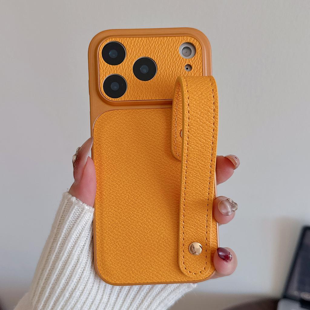 Чехол-браслет Гибридный чехол для телефона из кожи и материала Skin для iPhone 17 Pro Max iPhone 16 15 14 13 Pro Max с ремешком на руку PC+PU Матовый Противоскользящий Жесткий чехол