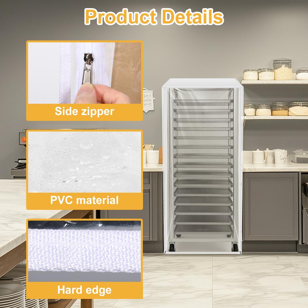 Чехол для противней для выпечки хлеба, прозрачный ПВХ, пылезащитный чехол для стеллажа для хлеба на 10/20 ярусов, с 4-сторонней молнией, для кухни, пекарни
