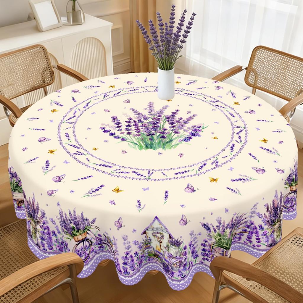 Purple Lavender Floral Rectangular Tablecloth Summer Birthday Wedding Party Dining Table Decor Cloth