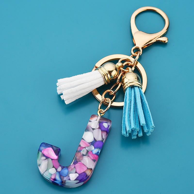 Wish Creative Fashion Jewelry: Colored Acrylic Letter Tassel Keychain
