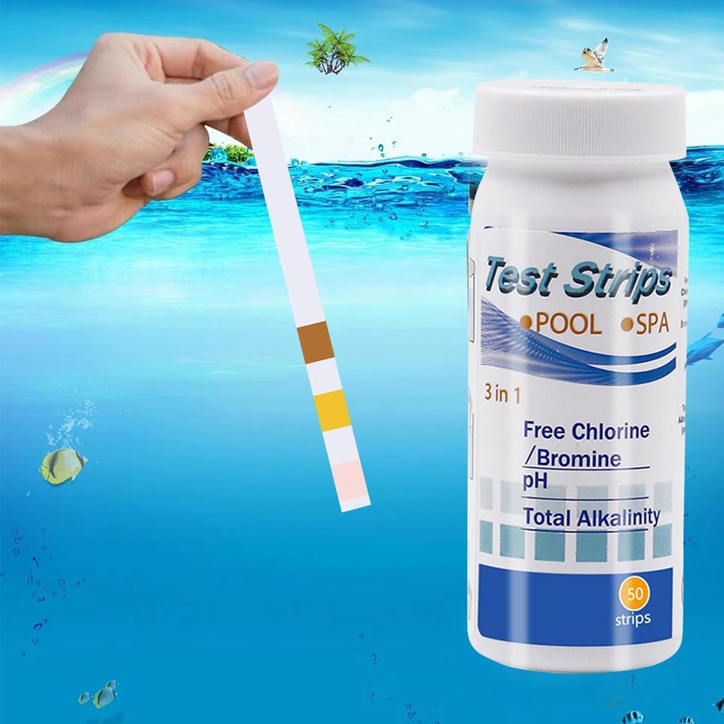 50pcs/set Pool Test Paper Accurate Swimming Water Test Kit 3in1 Practical Water Hot Tub Swimming Pool Spa Testing Strips Kit