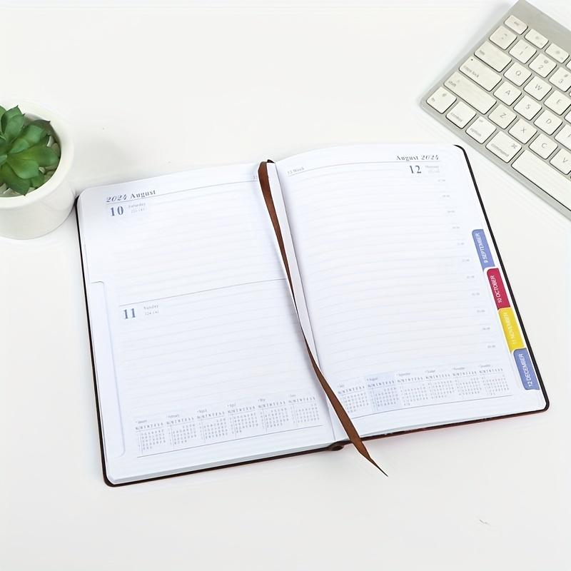 Премиум ежедневный план-книга на 2024 год - мягкий кожаный ежегодный календарь и план-книга с прочным качеством и практичными функциями