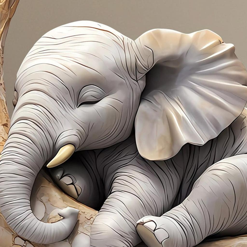 Artistic Elephant Sleep On Moon 2D Flat Acrylic Statue Nontoxic Decorative Piece Ornament For Living Room Office Desktop