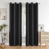 Pack of 2 100% Room Darkening Blackout Curtain Thermal Insulated, Heavy Panels, Black