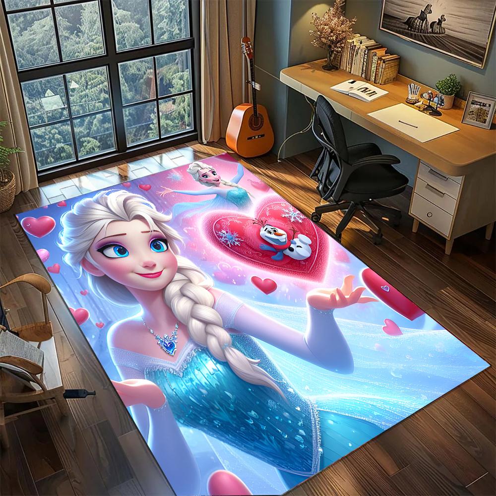 Elsa and Anna: A Dream Fantasy Rug Carpet Large Area Rug Non Slip Washable Floor Mat Gamer Room Bedroom Home Decor