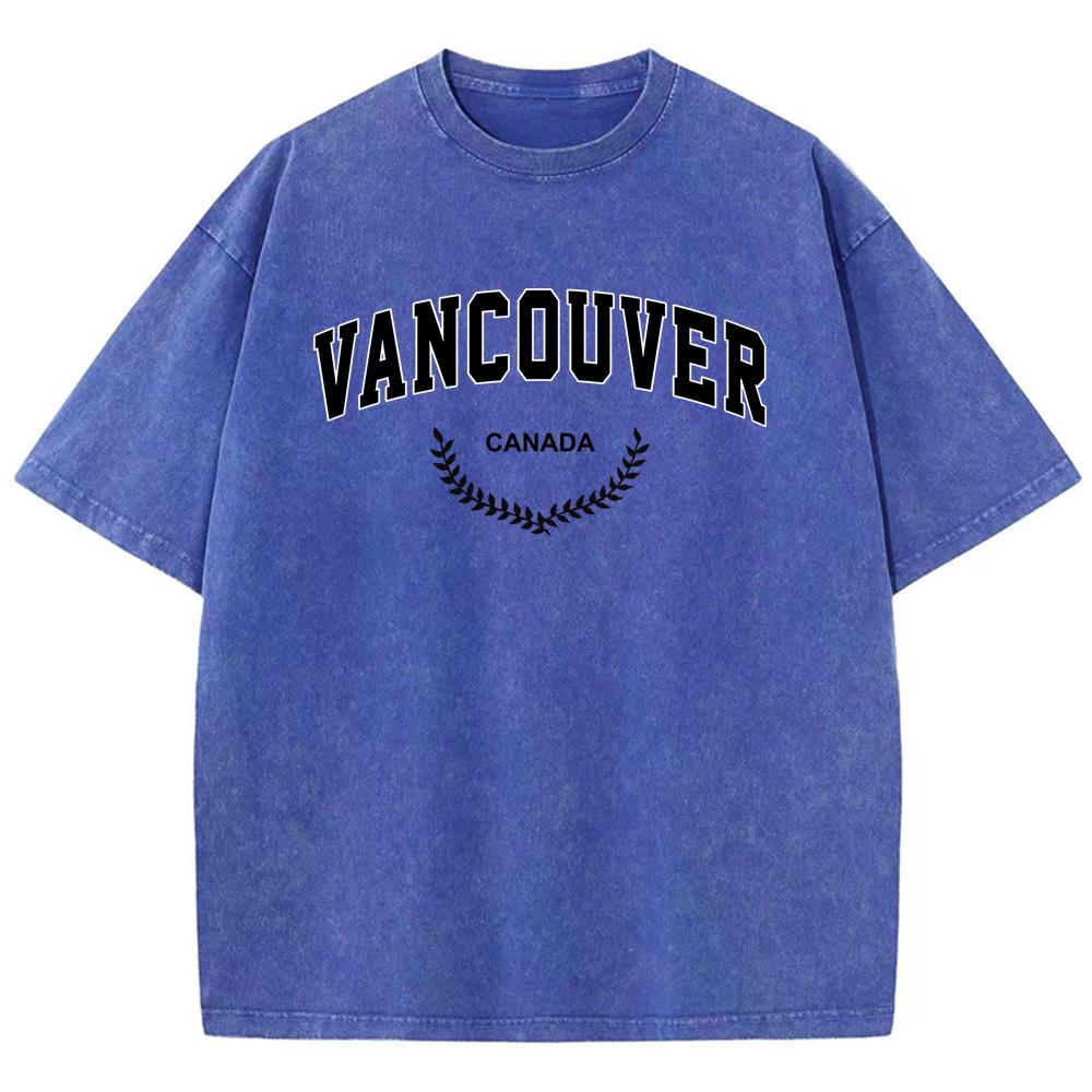 Ванкувер Черные Буквы Мужские Футболки Посадка Оверсайз Футболка Досуг Мягкая Футболка Удовольствие Дышащая Короткий Рукав