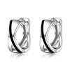 New 925 Sterling Silver Hoop Earrings Black Pattern Earrings Women Fashion Korean Silver Jewelry Hot Sale Jewelry