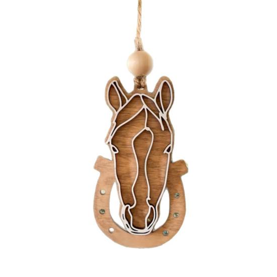 Yousheng Деревянное Подвесное Украшение Голова Лошади Фермерский Дом Деревенский Лошадь Подкова Рождественская Елка Подвесная Подвеска