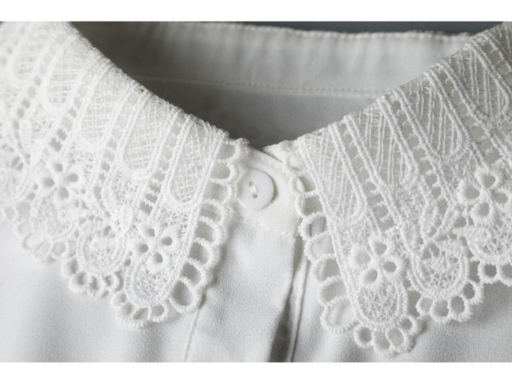 Новая осенне-зимняя блуза-дики из шифона с крючком и кружевом, с отложным воротником