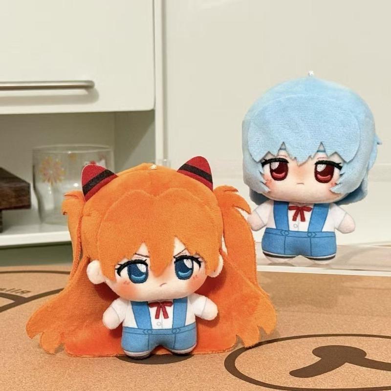 Cute Evangelion Anime Plush Keychain 10CM Asuka Langley Soryu and Ayanami Rei Cute Cotton Doll Soft Stuffed Figure Pendant Collectible Gift for Fans