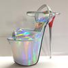 Fashion Sexy Women Sandals Summer 22cm Stilettos Heels Fetish Strippers Dance Shoes Luxury Platform Extreme High Heels Silver Pink Shoe