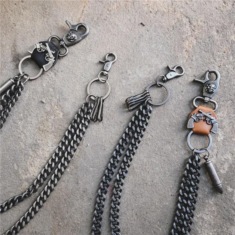 Подвеска Double Gun Bullet из кожи и металла в стиле хип-хоп-панк для мужчин на талию