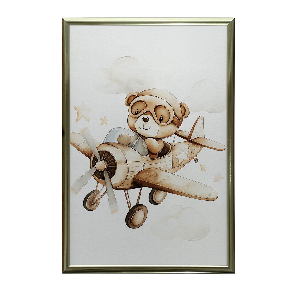 Plakat Latajacy Miś Plakat Latajacy Miś, 50X70 Cm, Rama Drewniana Jasny Dąb, Papier Matowy 230 Gsm