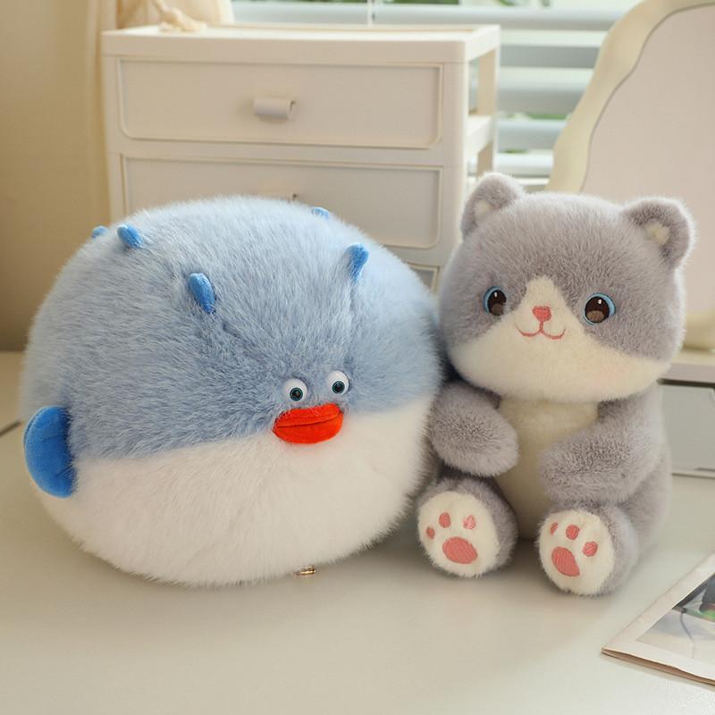 Cat Eating Cute Fish Plush Toy Doll Soft Doll Office Napping Gift Pillow