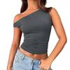 Slanted Collar Top Sexy Spicy Girl Slanted Shoulder Solid Color Vest Summer Women's Women's Women's Clothing Shirt