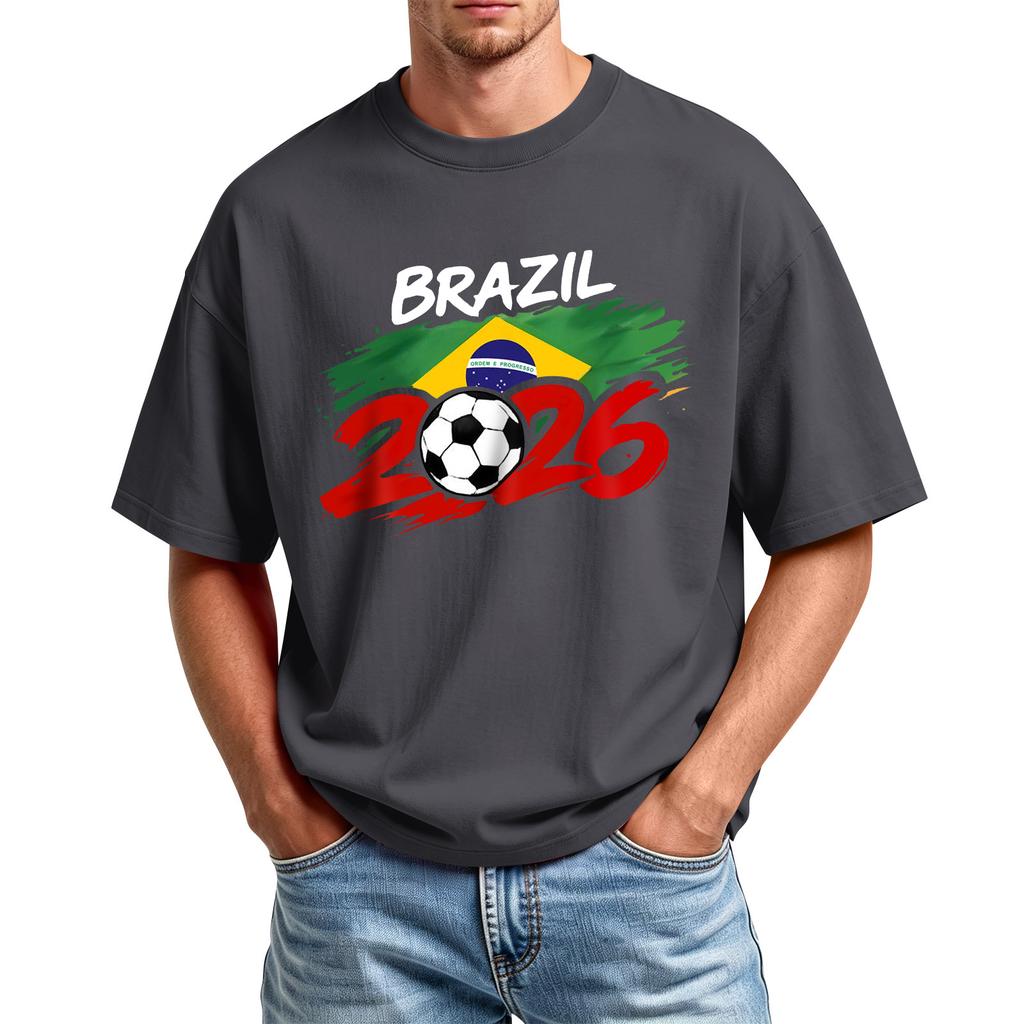 Men's World Event Print Crewneck Short Sleeve T Shirt Casual Athletic Top with Soccer Graphic 2026 Year Design for Daily Wear
