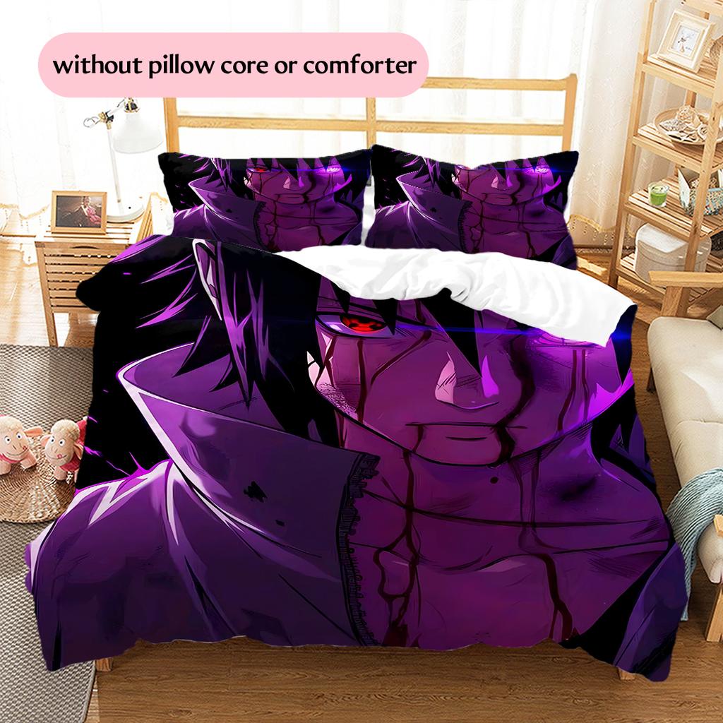 Sasuke Uchiha Pattern Bedding Home Decoration Birthday Gift (1 * duvet cover + 2 * pillowcase, without core)