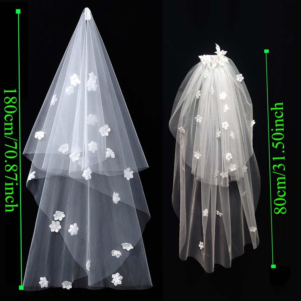 Длинная свадебная фата Романтичный цветочный кружевной головной убор Красивый свадебный головной убор Фото