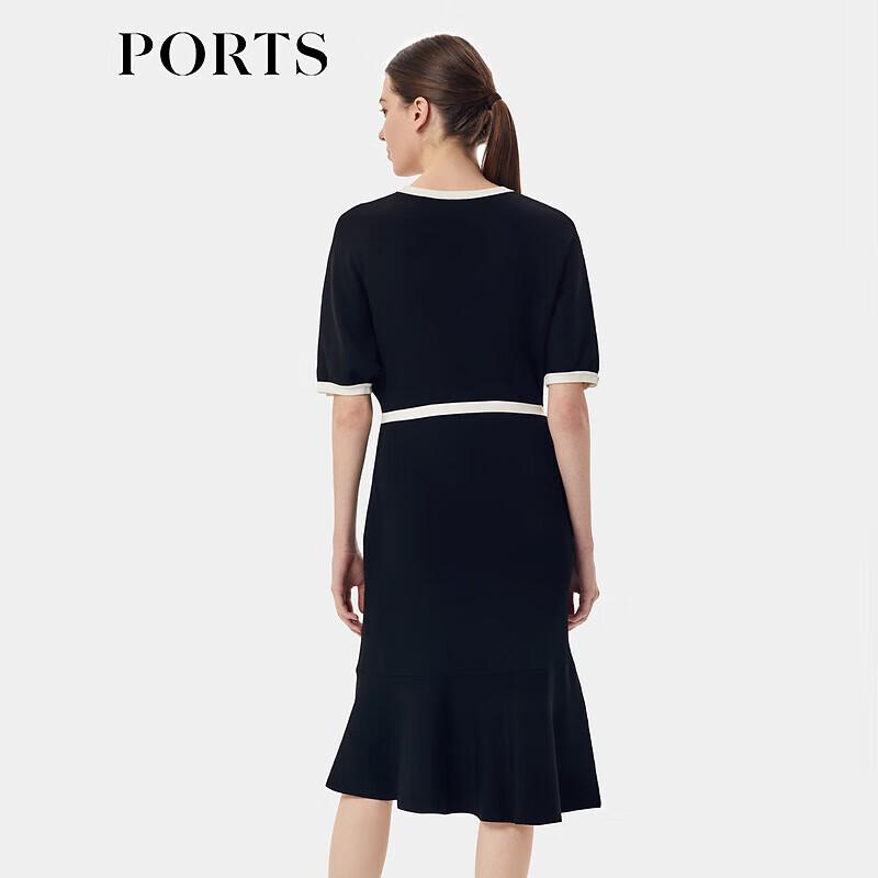 PORTS Elegant Shirt Collar Knit Midi Dress