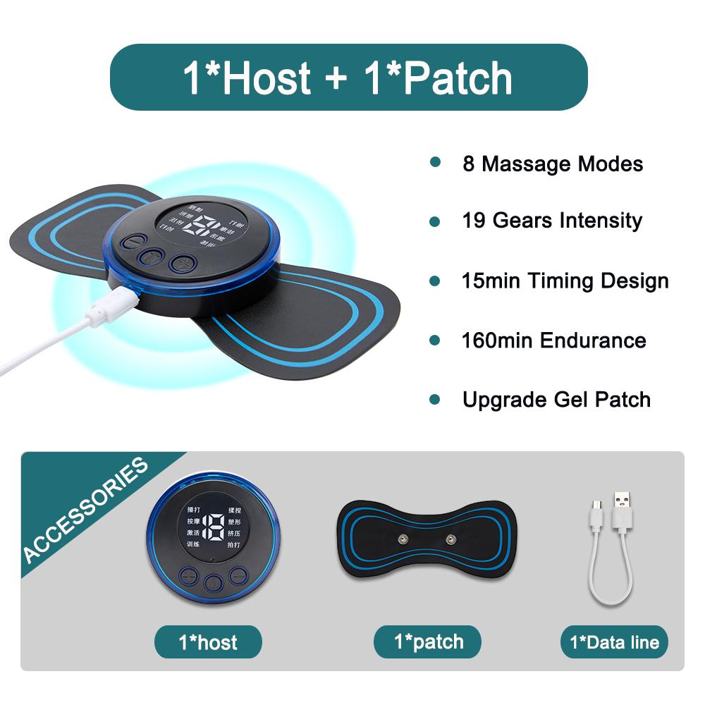 Electric EMS Neck Massager Mini Cervical Back Muscle Pain Relief Patch Stimulator Massageador Mat Portable Gel Pad Stickers Slim