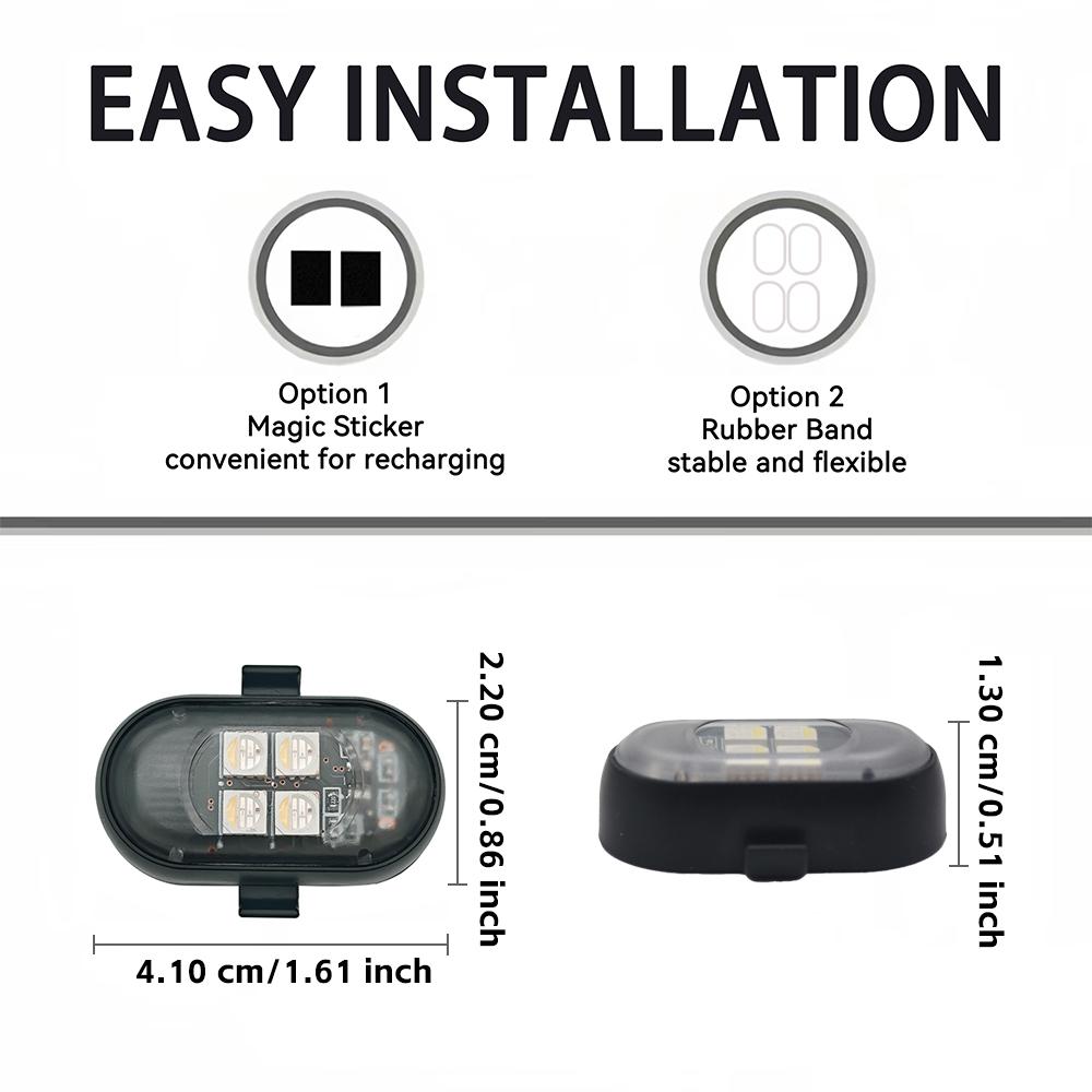 Upgrade RGB Car Atmosphere Lights, Larger Battery & Brighter, Type-C Charging Cable, Wireless Remote Multi-Mode for Car Motorcyc