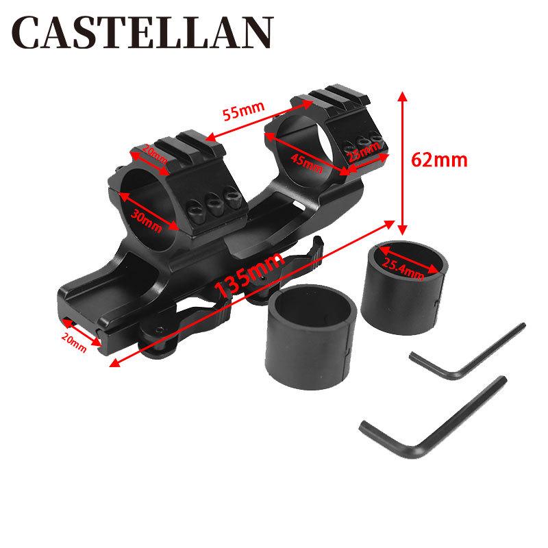 25.4/30mm Aluminum Alloy Quick-Release Scope Mount with Gasket & Rear Extension