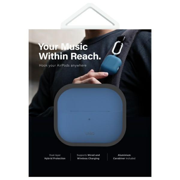 UNIQ case for Nexo AirPods 4 + Ear Hooks Silicone blue/pacific blue