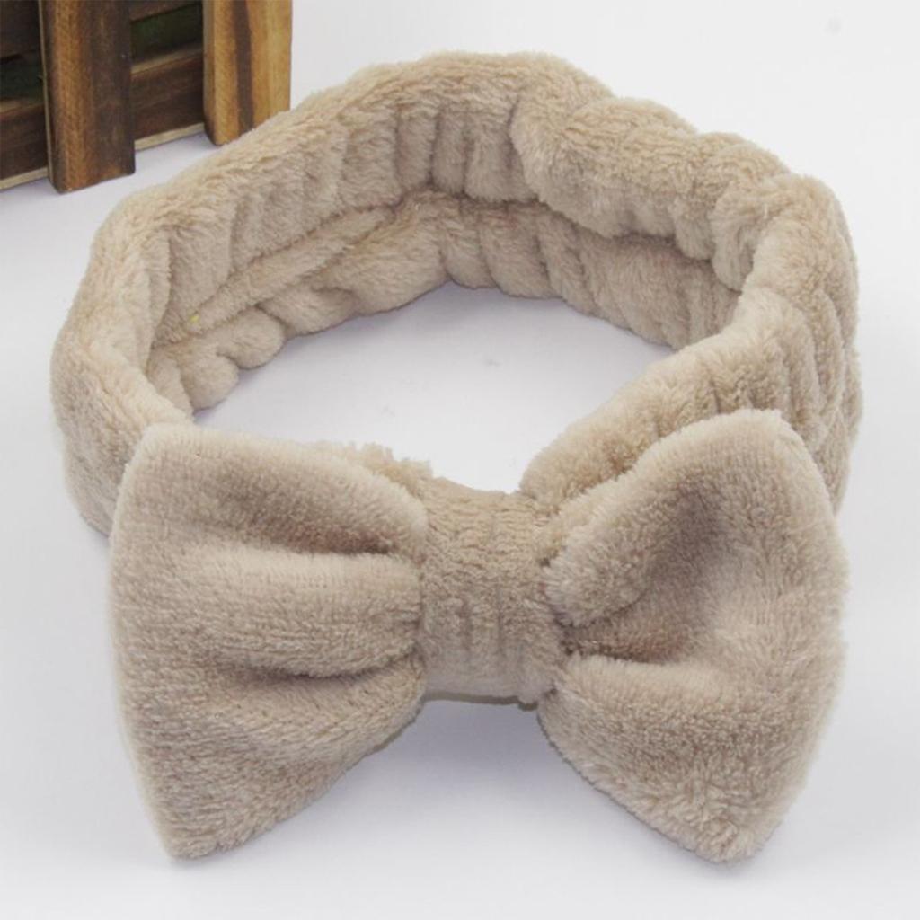 Bowknot Headband Solid Color Ladies Wide Face Wash Headband Plush Headband