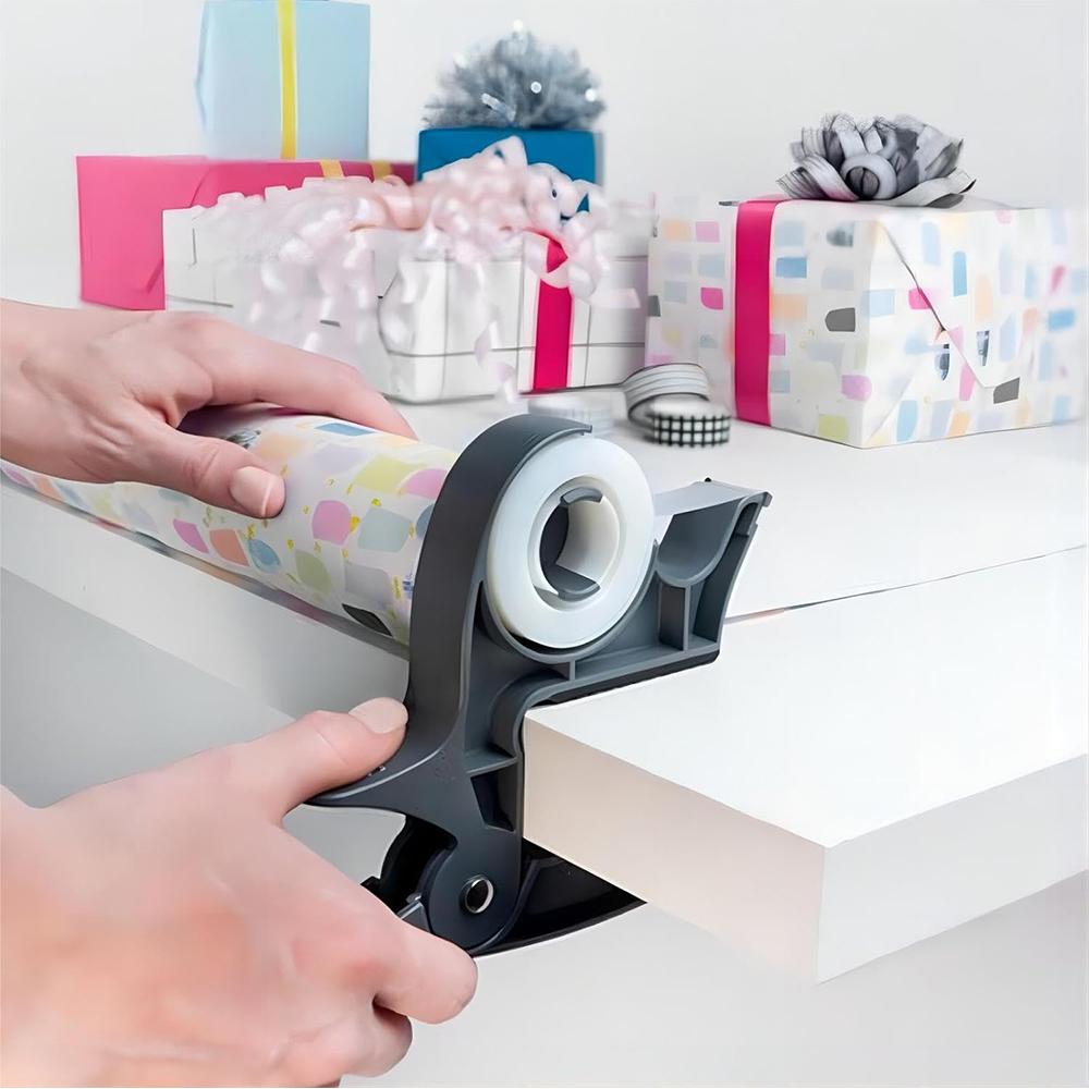 2pcs Wrapping Paper Clamps Wrapping Paper Holder Clips and Tape Dispensers(Grey)