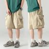 Japanese Style Men's Large Pocket Workwear Shorts Summer Outdoor Loose Casaul Short Pants Solid Knee-Length Pants