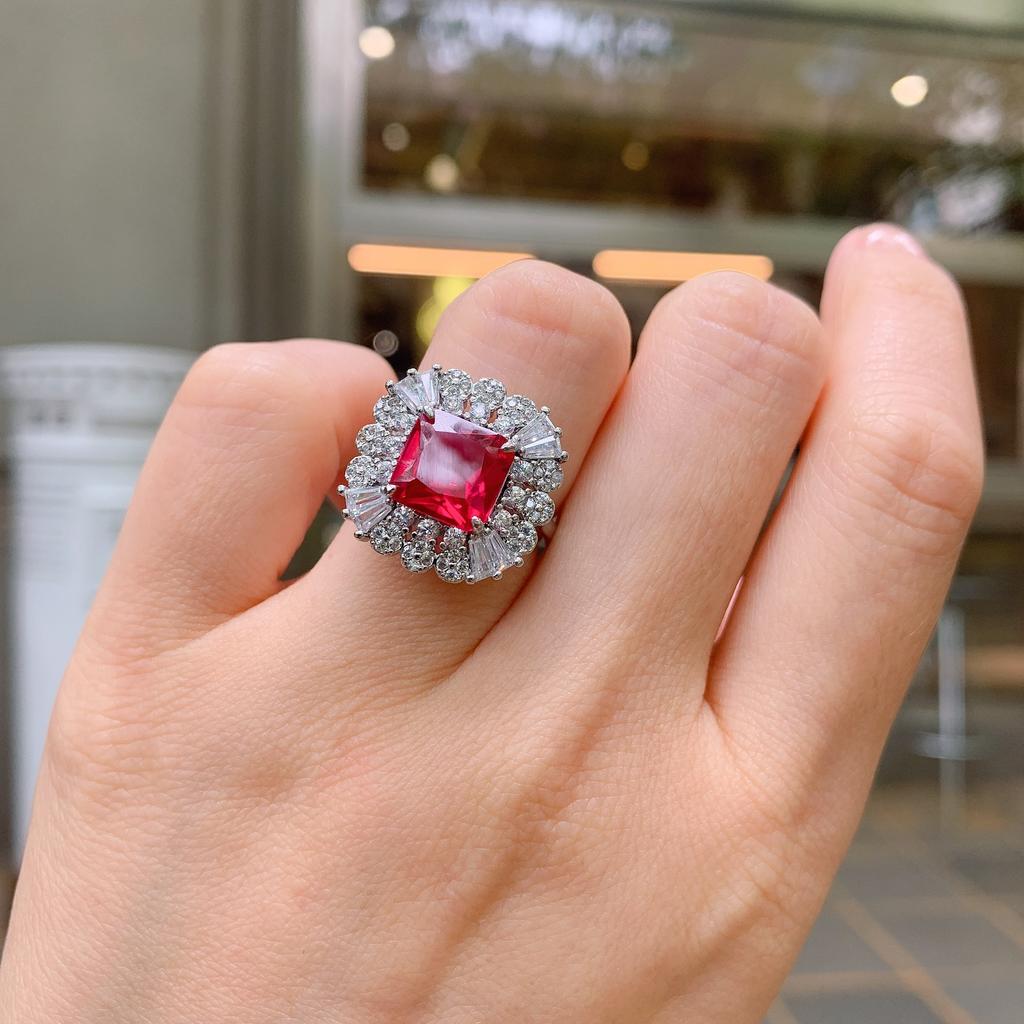 Ювелирные изделия Мода Цвет Сокровище Параиба Кольцо Гальваническое Моделирование Простое Циркон Кольцо Женское