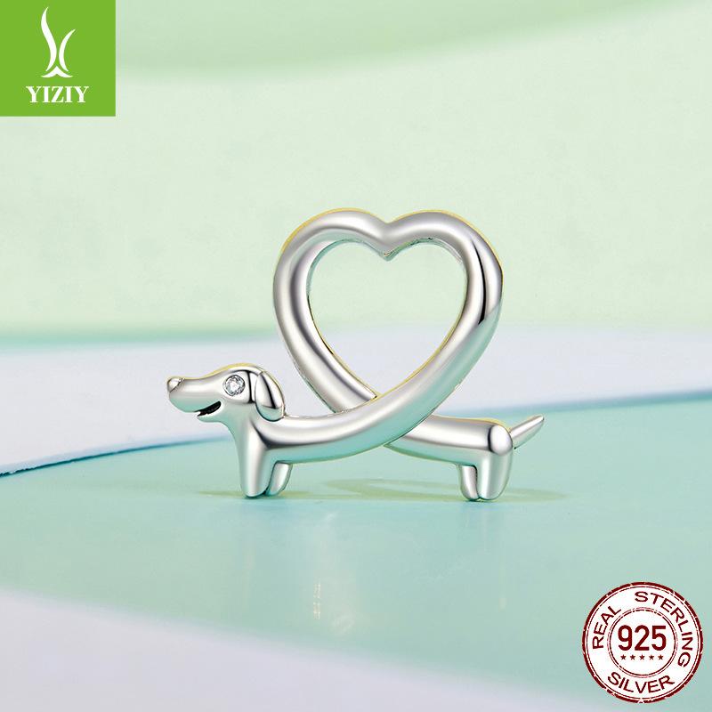 Love Dachshund String Beads S925 Silver Children'S Fun Creative Diy Bracelet Accessories