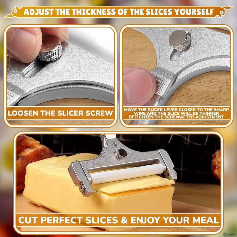 1PCS Stainless Steel Cheese Slicer Adjustable Thickness Butter Cutter Soft and Semi-Hard Kitchen Cooking Tools Cheddar Gadgets Grater