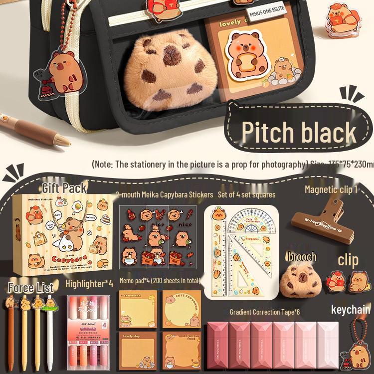 Капибара Прозрачный пенал большой вместимости, грязеотталкивающий, милый и стильный для учеников средней школы