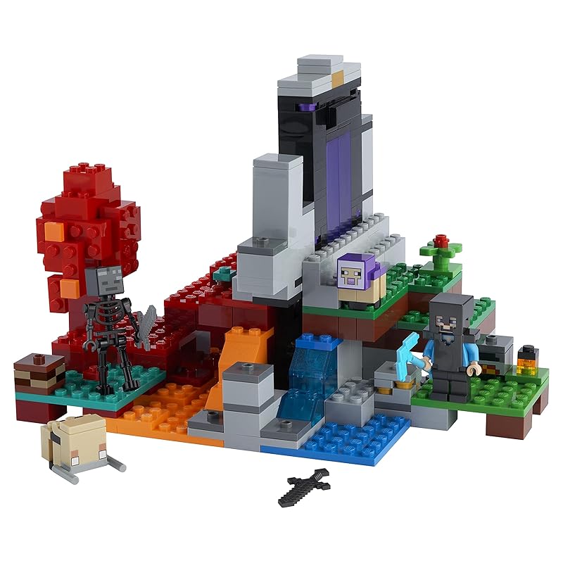 LEGO Minecraft Разрушенный портал Подарок 21172 Игрушечные блоки Рождественский подарок Подарок на день рождения Видеоигра Мальчики Девочки Возраст 8 лет и старше