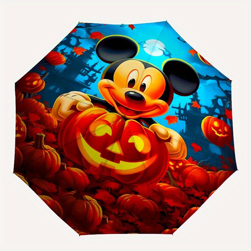 Disney Mickey Mouse, Halloween Themed automatic opening and closing folding umbrella, portable - durable, 8-rib umbrella frame, very suitabl