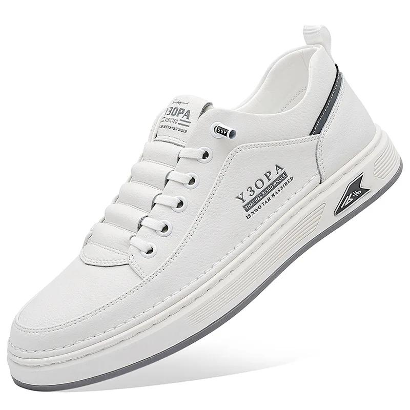 Мужская обувь Кожаные повседневные кроссовки Дышащие прогулочные туфли на платформе слипоны Мужские туфли на плоской подошве с резиновой подошвой Мужская спортивная обувь Zapatillas