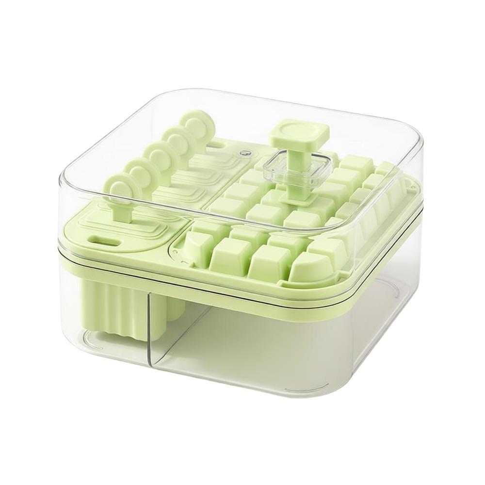2-in-1 Press Ice Tray Box One-Touch Release Ice Maker Space Saving Ice Cream Mold Home Kitchen Use
