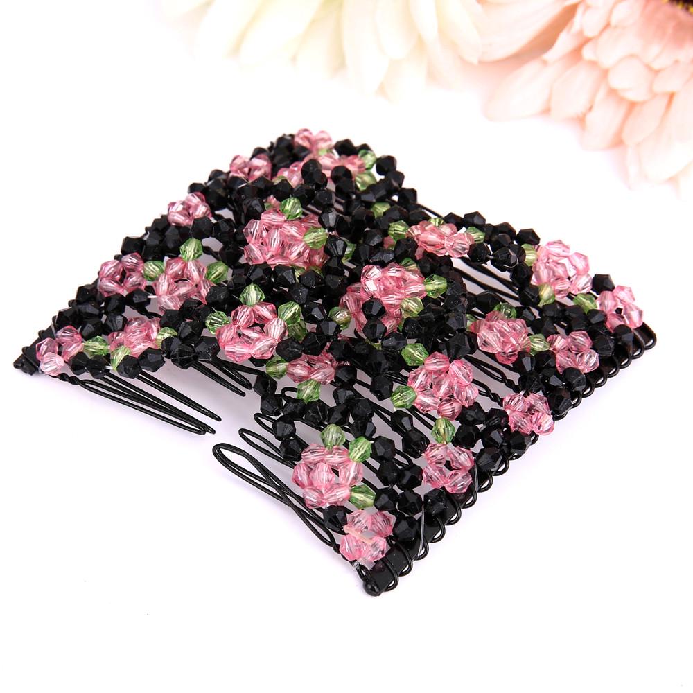 Модные женские волшебные бусины, эластичность, двойной зажим для волос, эластичный аксессуар