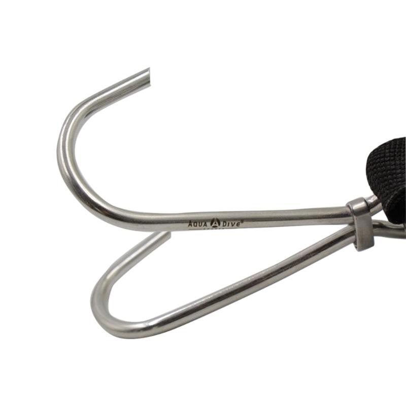 Пружинный трос Рифовый двойной крюк Нержавеющая сталь Подводное плавание Рифовый крюк со спиральным шнурком и быстросъемной пряжкой