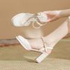 H23155-2 Половина Baotou Backspace Летние женские туфли Hepburn College Wind Бисерные босоножки на высоком каблуке 8 см Толстый каблук Круглый нос