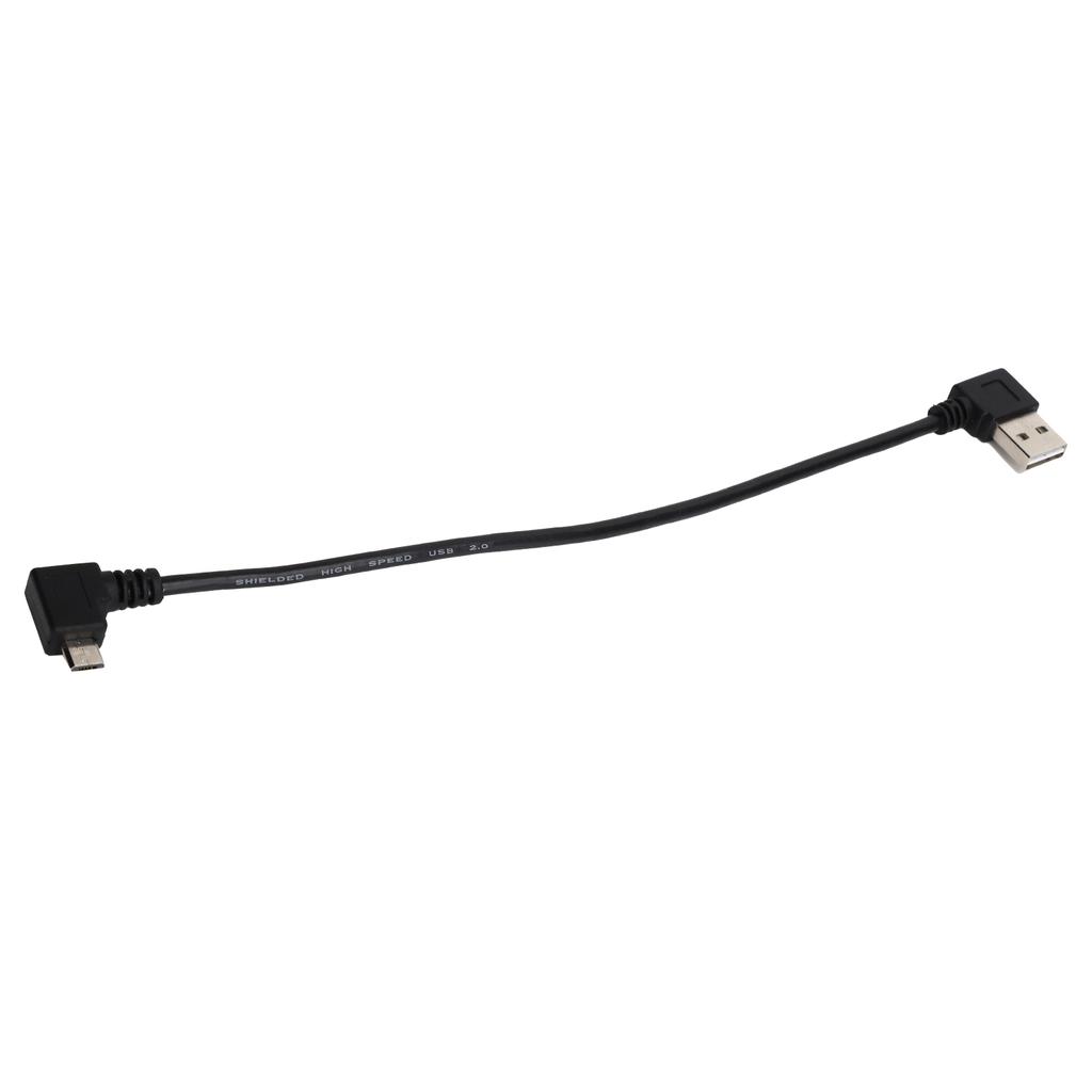 Кабель для передачи данных USB-A на Micro USB, штекер, угловой соединительный адаптерный кабель, 24 см, черный