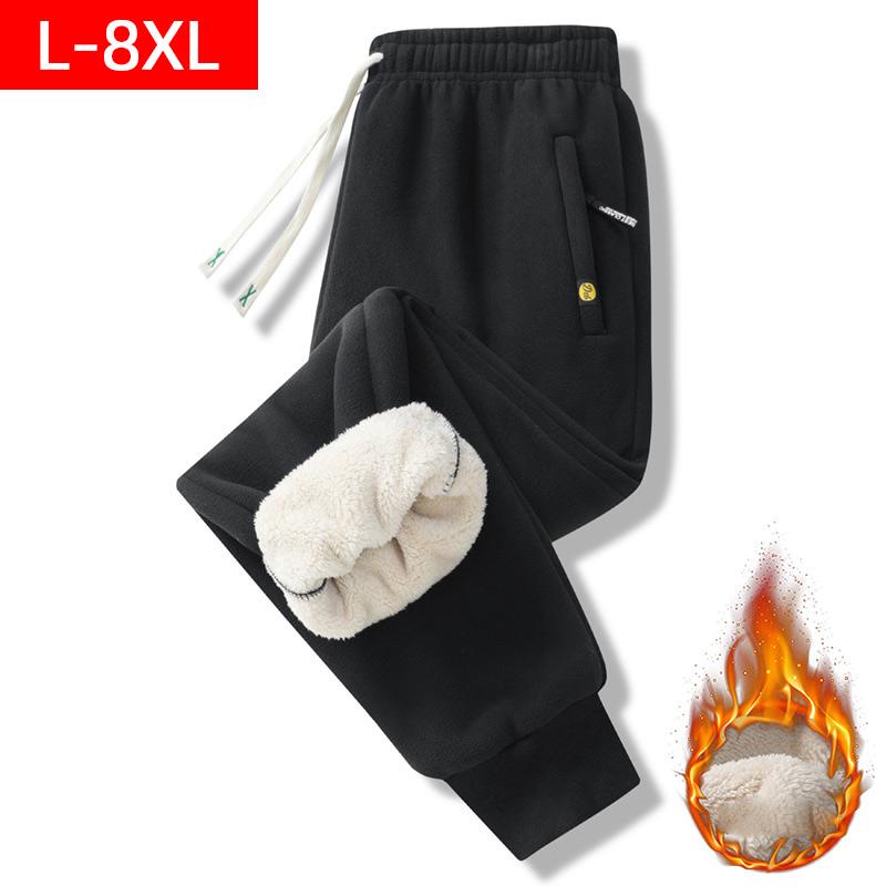 Мужские зимние брюки на флисовой подкладке, тяжелые теплые спортивные штаны на подкладке из шерпы, брюки для бега с карманами для мужских толстых брюк большого размера