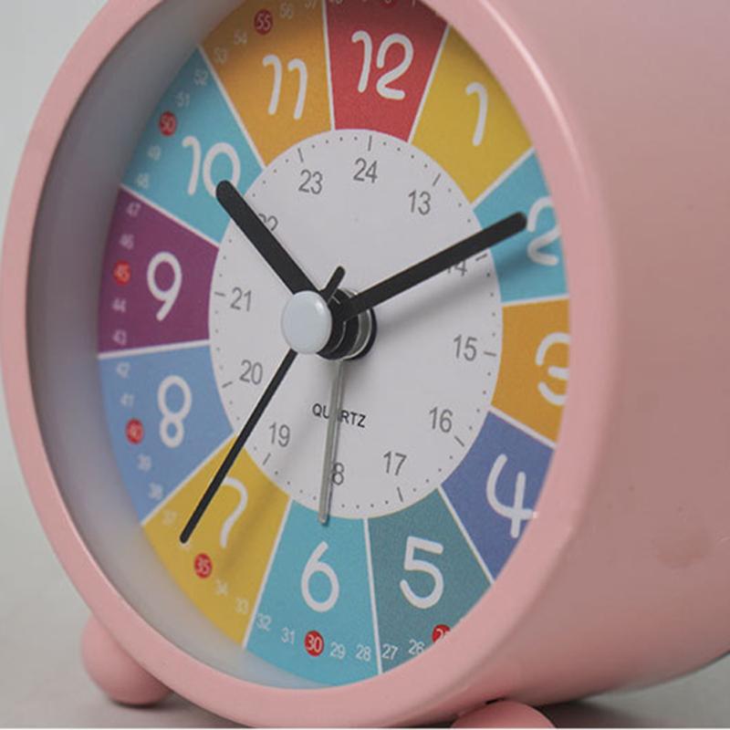 Children Rainbow Alarm Clock Cartoon Luminous Silent Non-ticking Table Clocks For Bedroom Home
